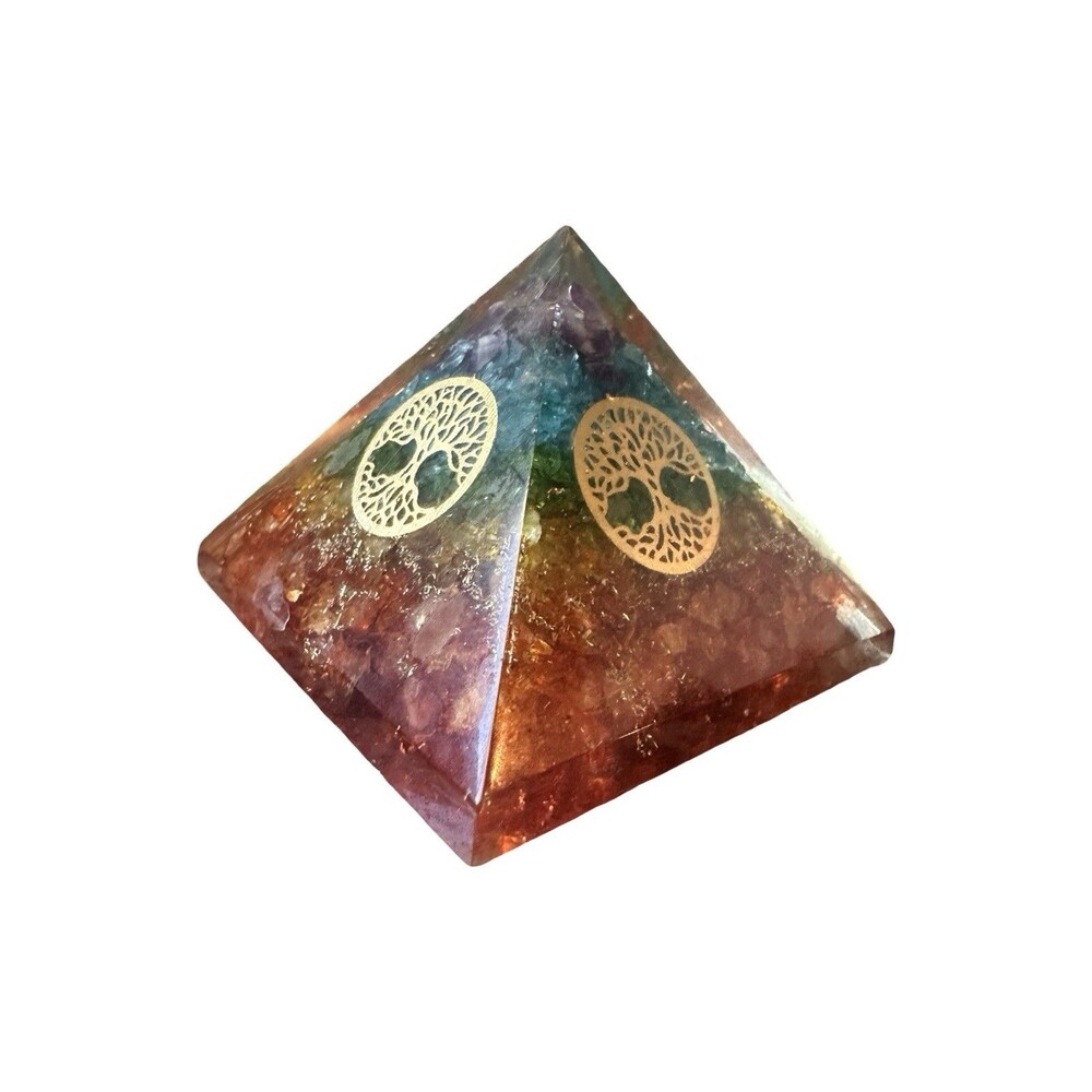 Seven Chakra Onyx Tree Of Life Orgone Pyramid Root Chakra, Powerful Orgon